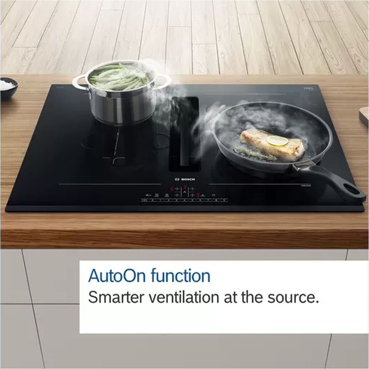 Bosch 80cm Series 6 Induction Cooktop with Downdraft Ventilation PVQ811H26E