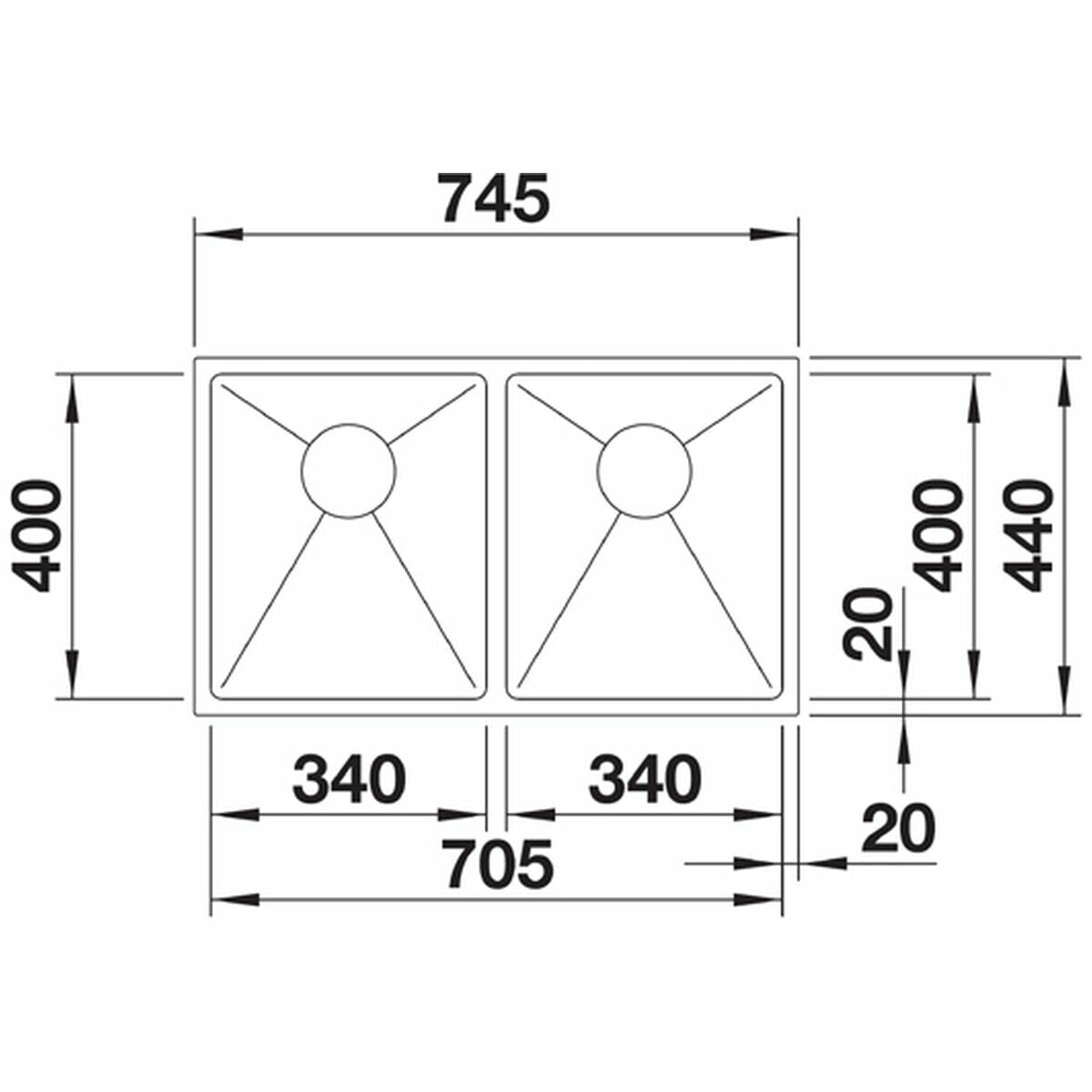 Blanco Quatrus Double Bowl Sink QUATR153434IUK5 (Factory Clearance)