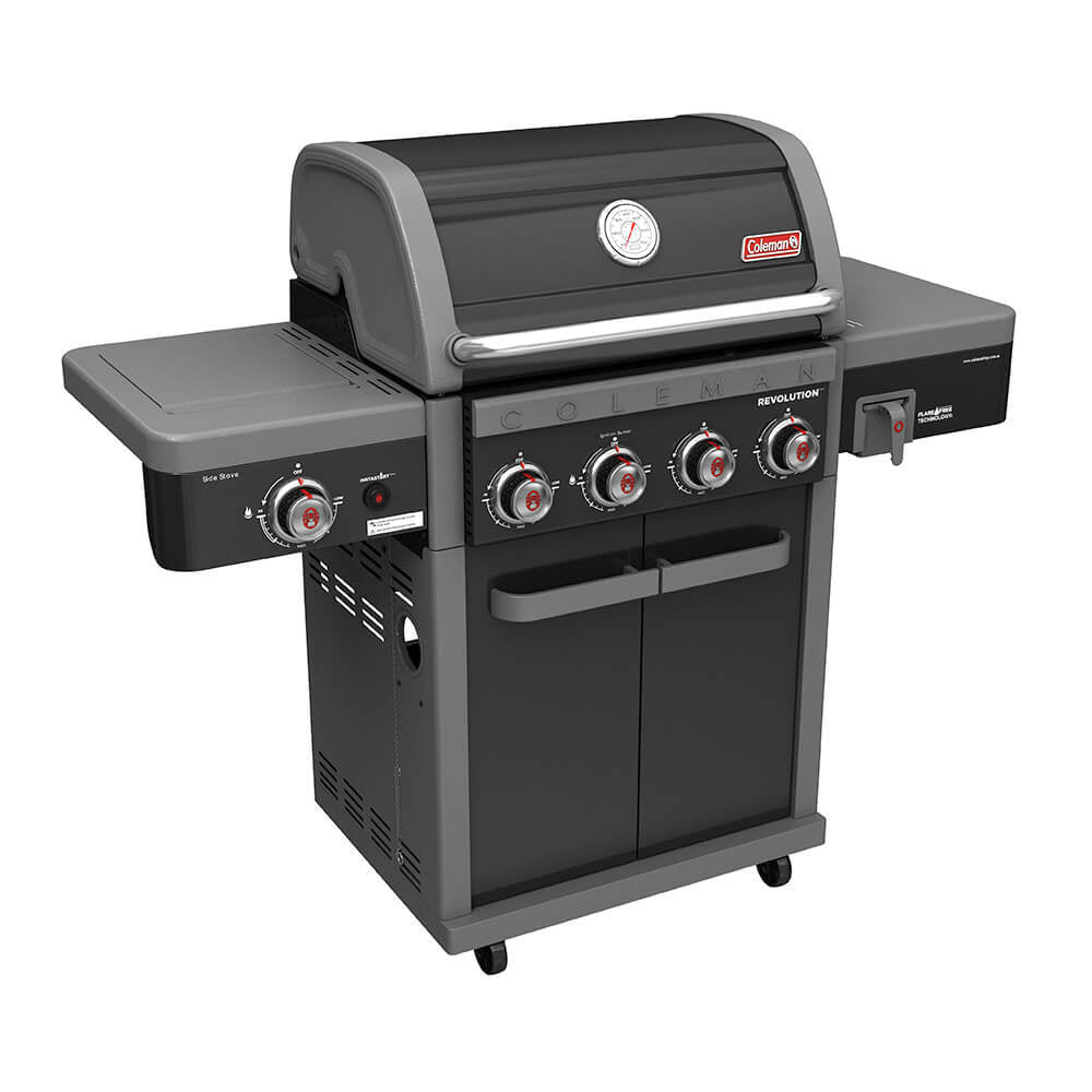 Coleman Revolution 4 Burner BBQ w/Side Burner Black Gloss REV4BGL (Ex-Display)