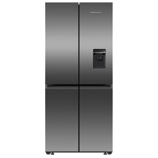 Fisher & Paykel Series 7 498L Quad Door Refrigerator with Ice and Water Black Stainless Steel RF500QNUB1