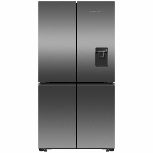 Fisher & Paykel Series 7 538L Quad Door Refrigerator with Ice and Water Black Stainless Steel RF605QNUVB1