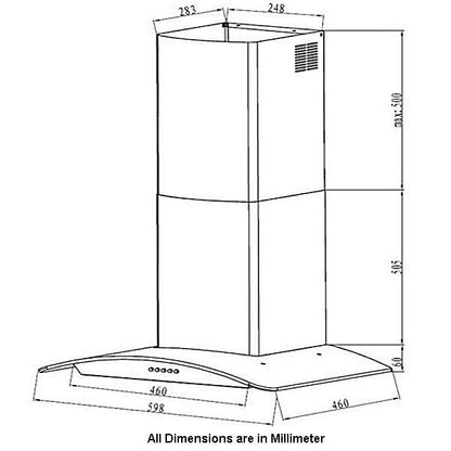 Robinhood 90cm Glass Canopy Rangehood RWV3CL90G