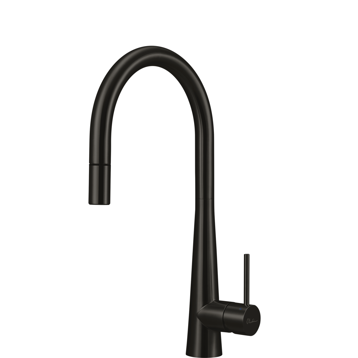 Oliveri Essente 316 Stainless Steel Goose Neck Pull Out Mixer Brushed Black SS31625-BL