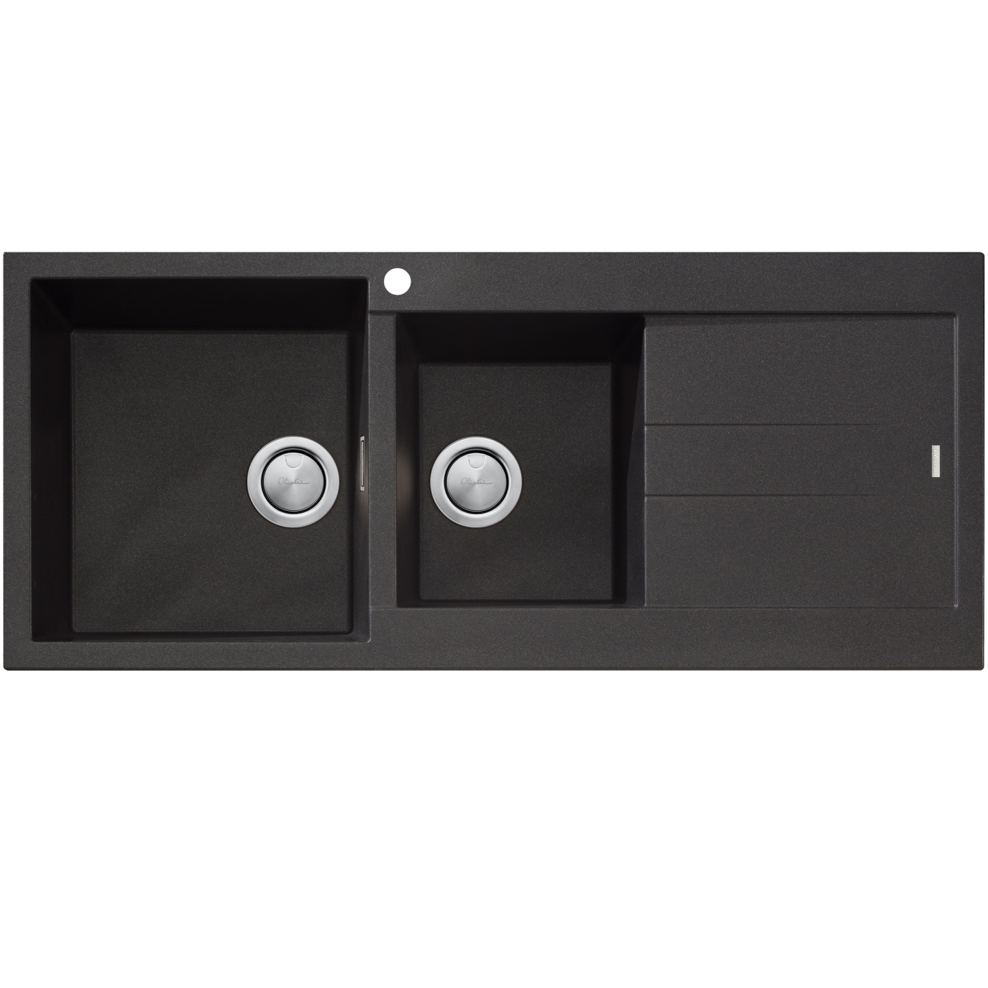 Oliveri Santorini 1 & 3/4 Bowl Topmount Sink With Right Hand Drainer Black ST-BL1511OF