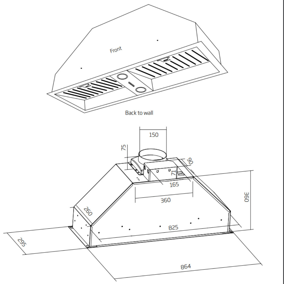 Schweigen 90cm Stainless Steel Undermount Rangehood with On-Board Motor SWU-9