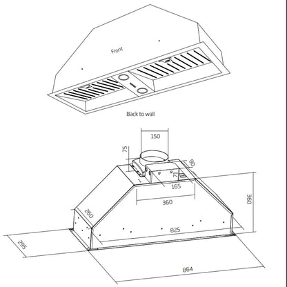 Schweigen 90cm Stainless Steel Undermount Rangehood with On-Board Motor SWU-9