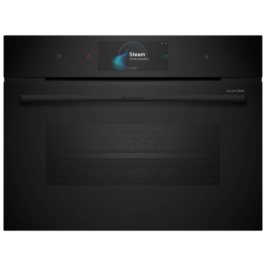 Bosch Series 8 Accentline Built-In Compact Oven with Steam Function Black CSG958DB1