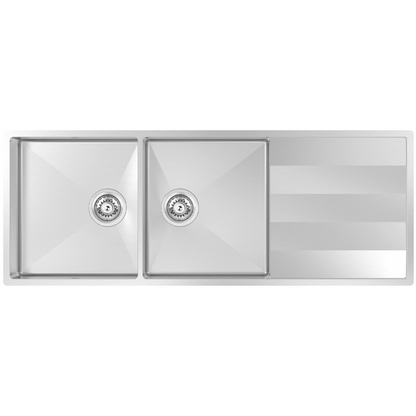 Abey Lugano Double Bowl Undermount Sink with Drainer ST340DU