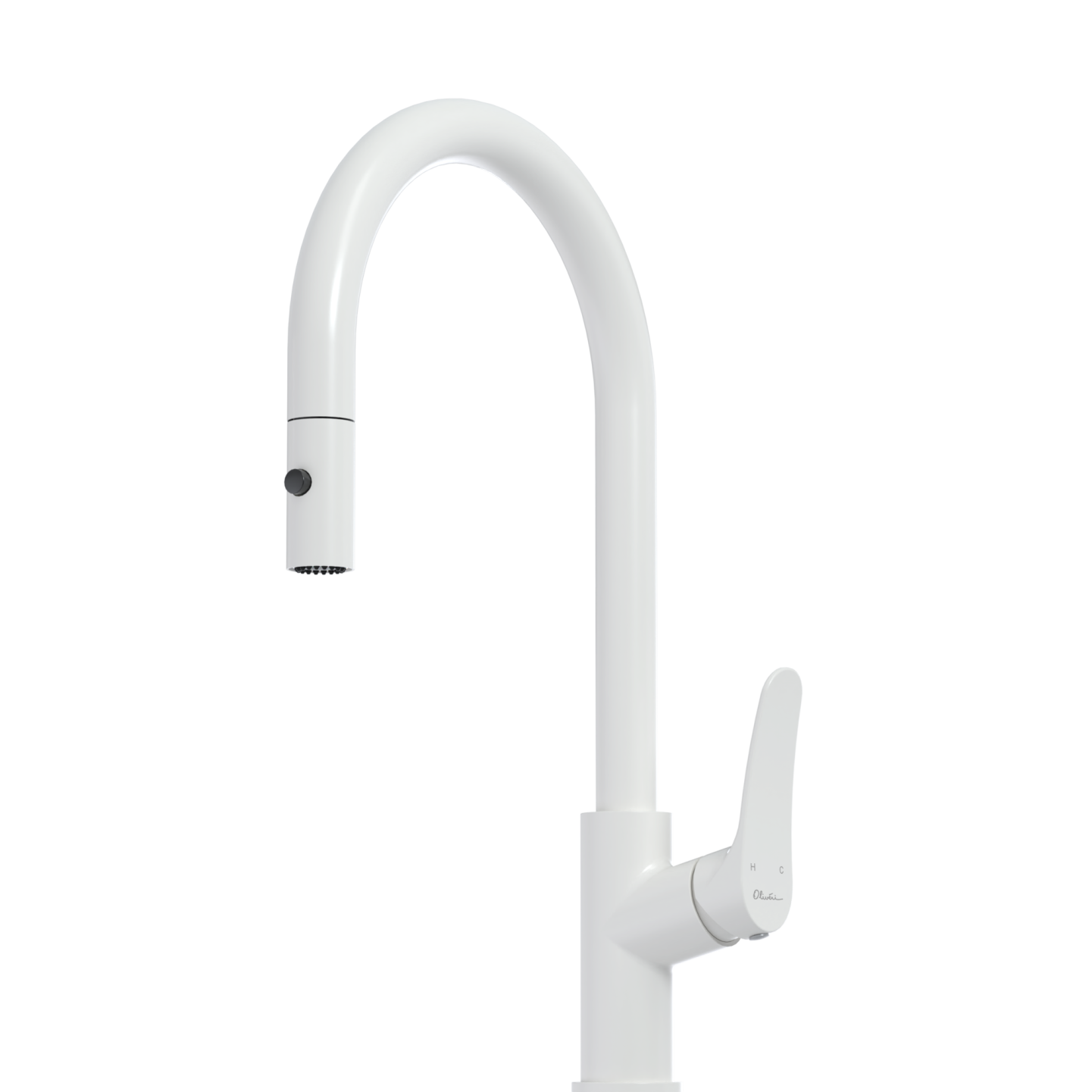 Oliveri Verona Pull out Goose Neck Mixer Tap White VA306507WH-P