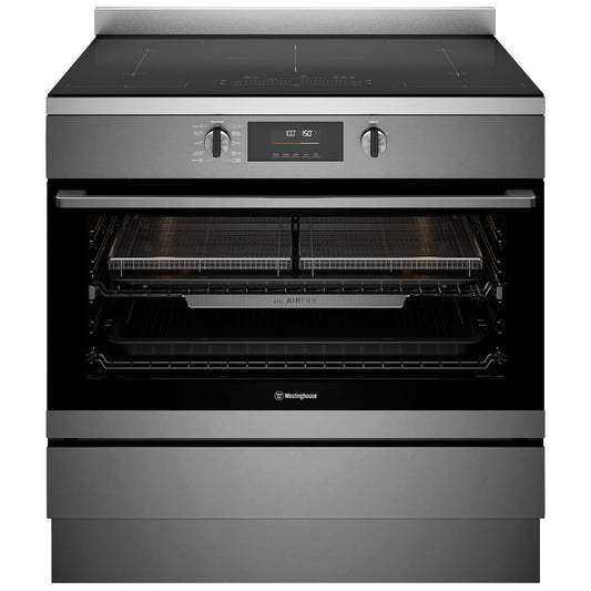 Westinghouse 90cm Electric Freestanding Oven with Induction Cooktop Dark Stainless Steel WFE9756DD