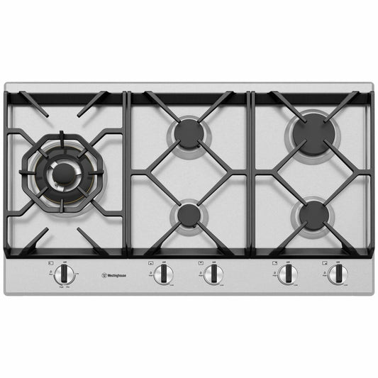 Westinghouse 90cm Natural Gas Stainless Steel Cooktop WHG958SC