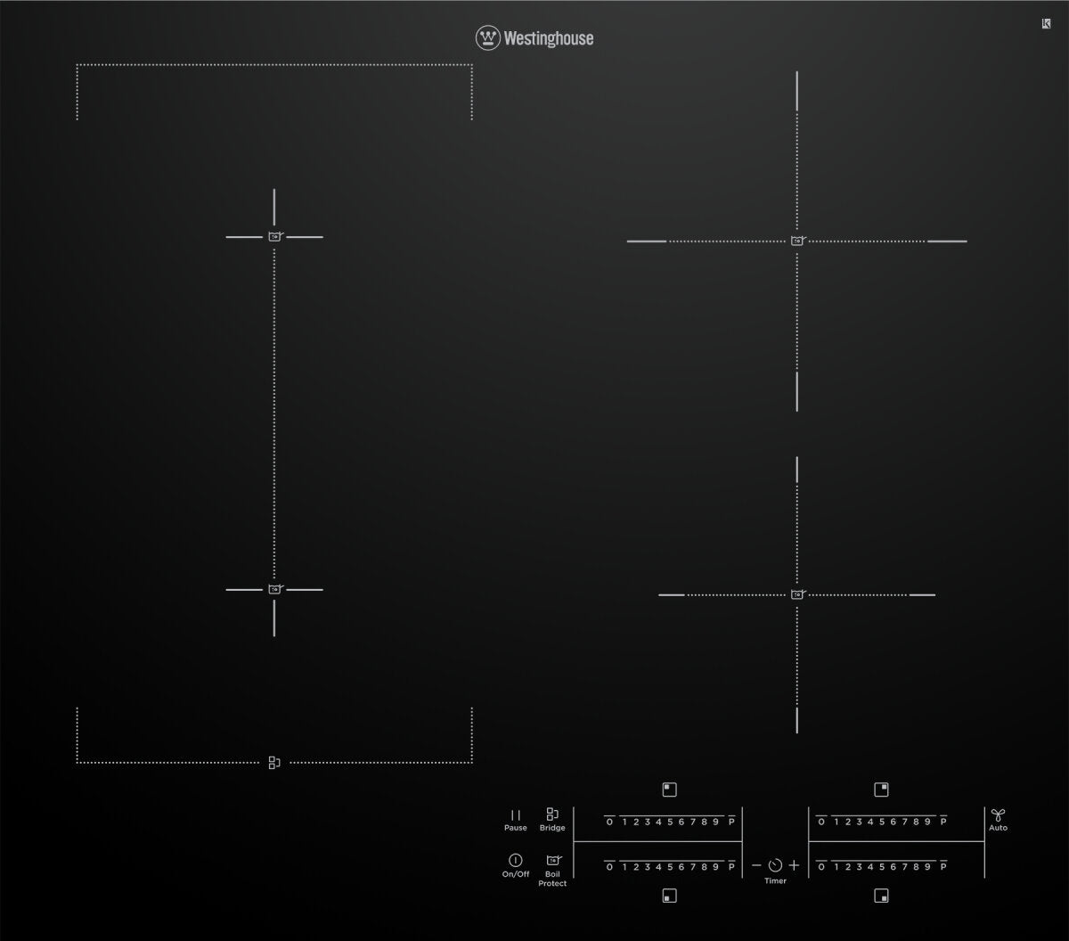 Westinghouse 60cm 4 Zone Induction Cooktop with Bridge Zone and Hob2Hood WHI645BD (Ex-Display)