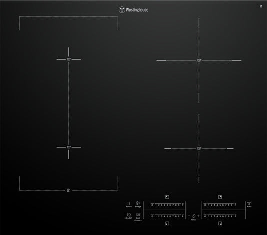 Westinghouse 60cm 4 Zone Induction Cooktop with Bridge Zone and Hob2Hood WHI645BD