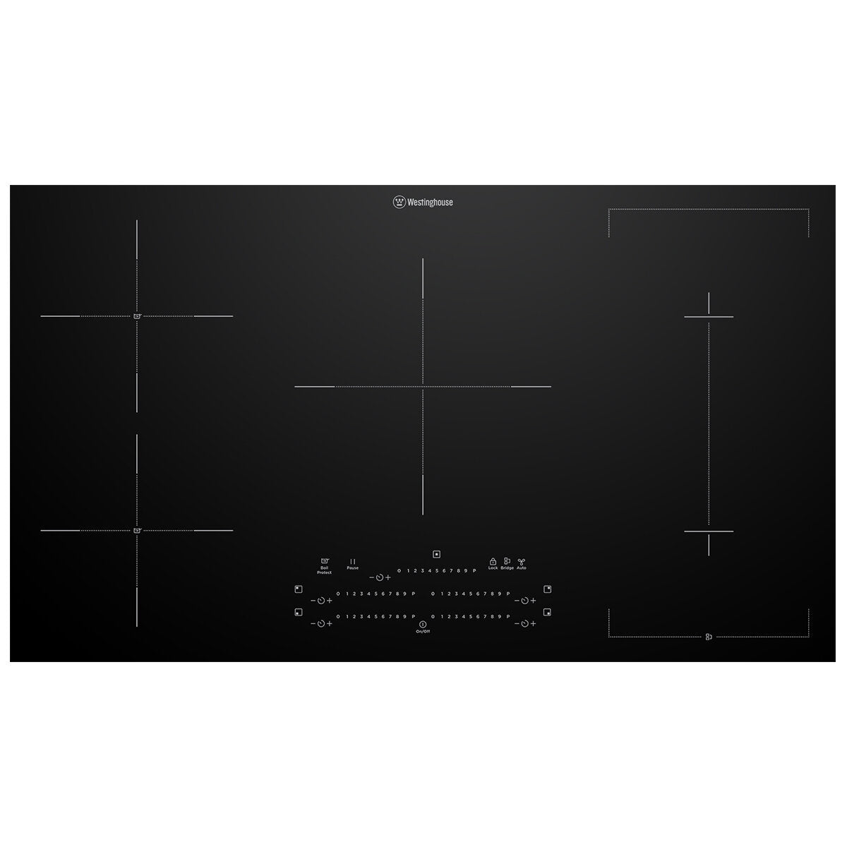 Westinghouse 90cm Five Zone Induction with Hob2Hood Cooktop WHI955BD