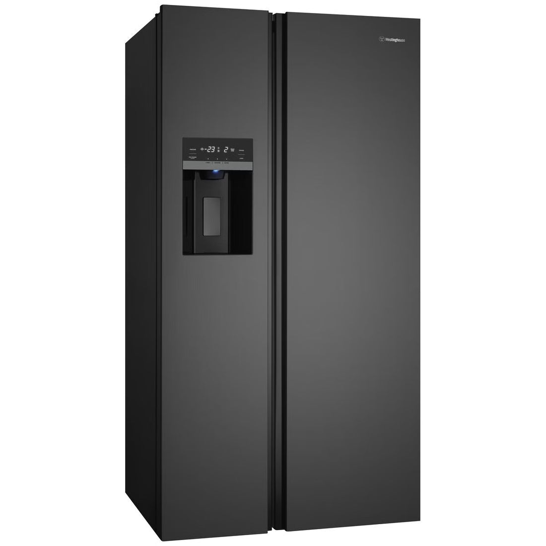 Westinghouse 596L Side By Side Fridge with Plumber Water Dispenser and Ice Maker Matte Black WSE6670BA