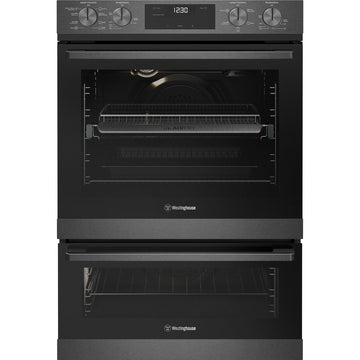 Westinghouse 60cm multi-function double oven WVE6526DD dark stainless steel front view