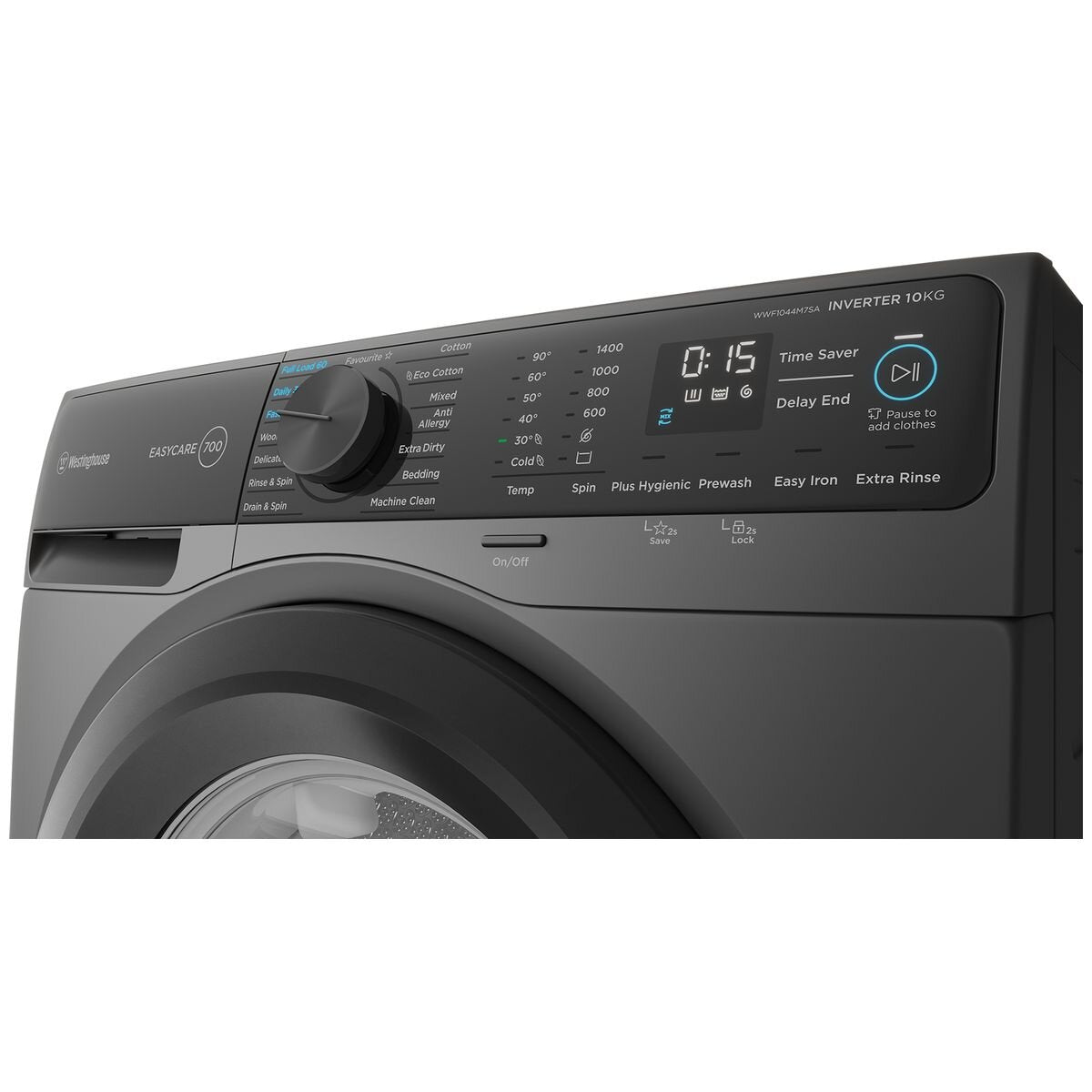 Westinghouse 10kg EasyCare Front Load Washing Machine Black WWF1044M7SA