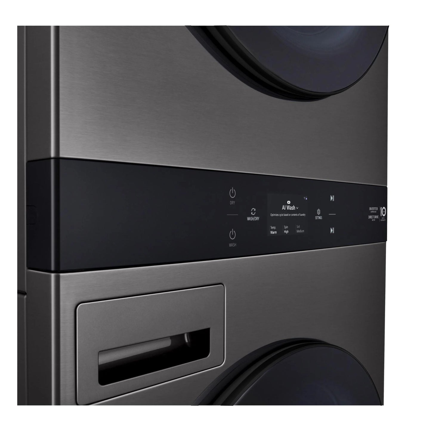 LG 19kg WashTower™ All-In-One Stacked Washer & Dryer Black Steel WWT-1910B